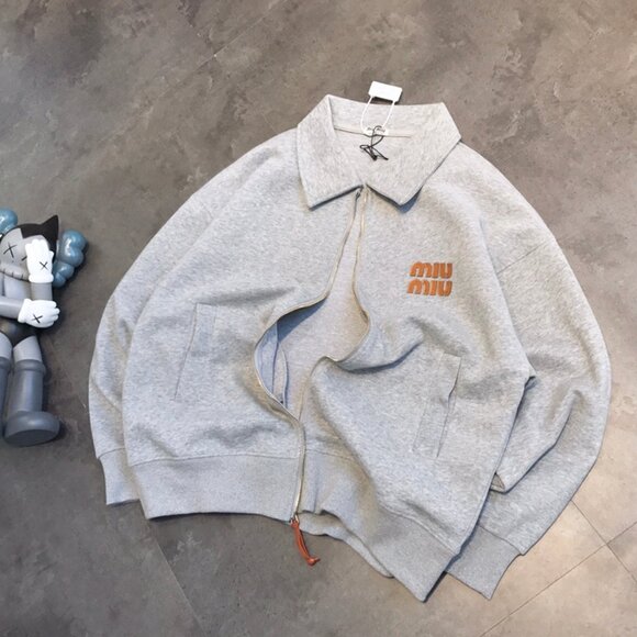 MIU MIU gray zip-up hoodie - Picture 1 of 7